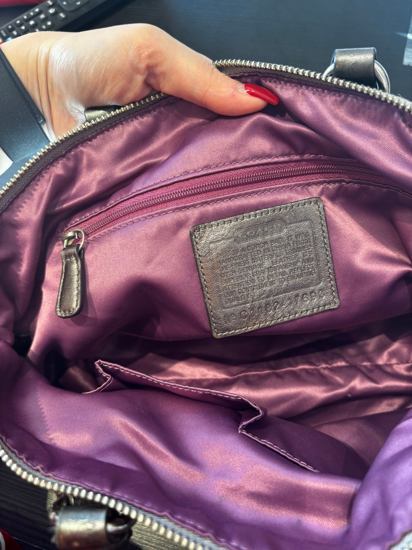 Coach gray & brown handbag