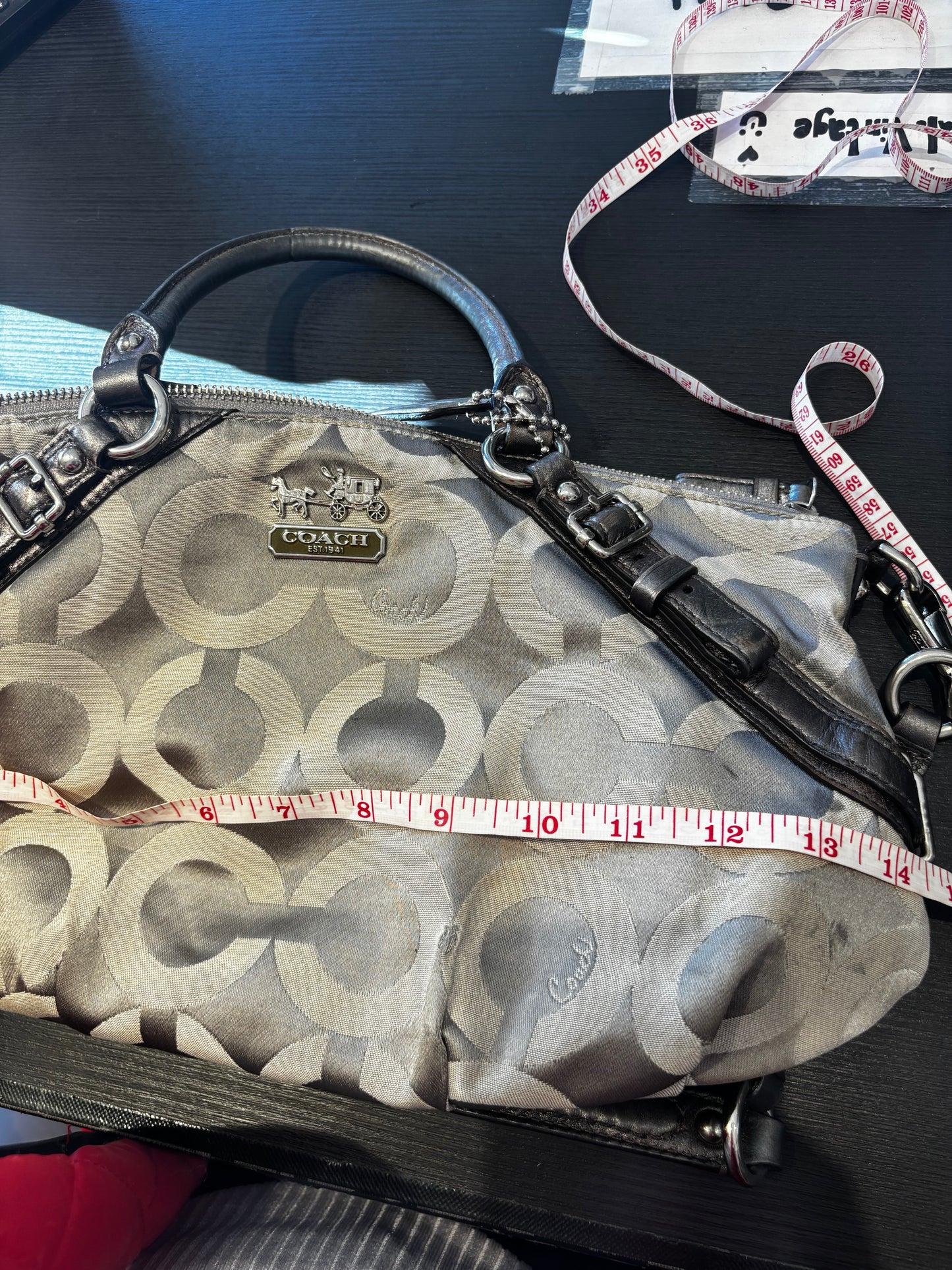 Coach gray & brown handbag