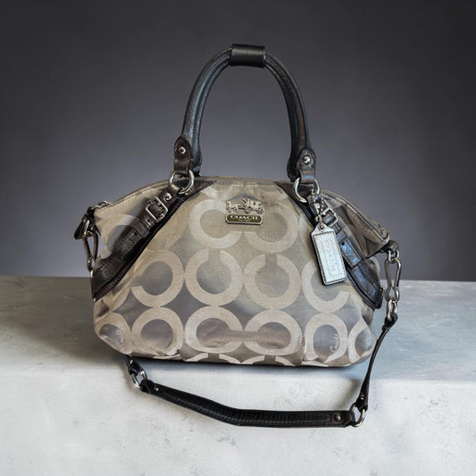 Coach gray & brown handbag