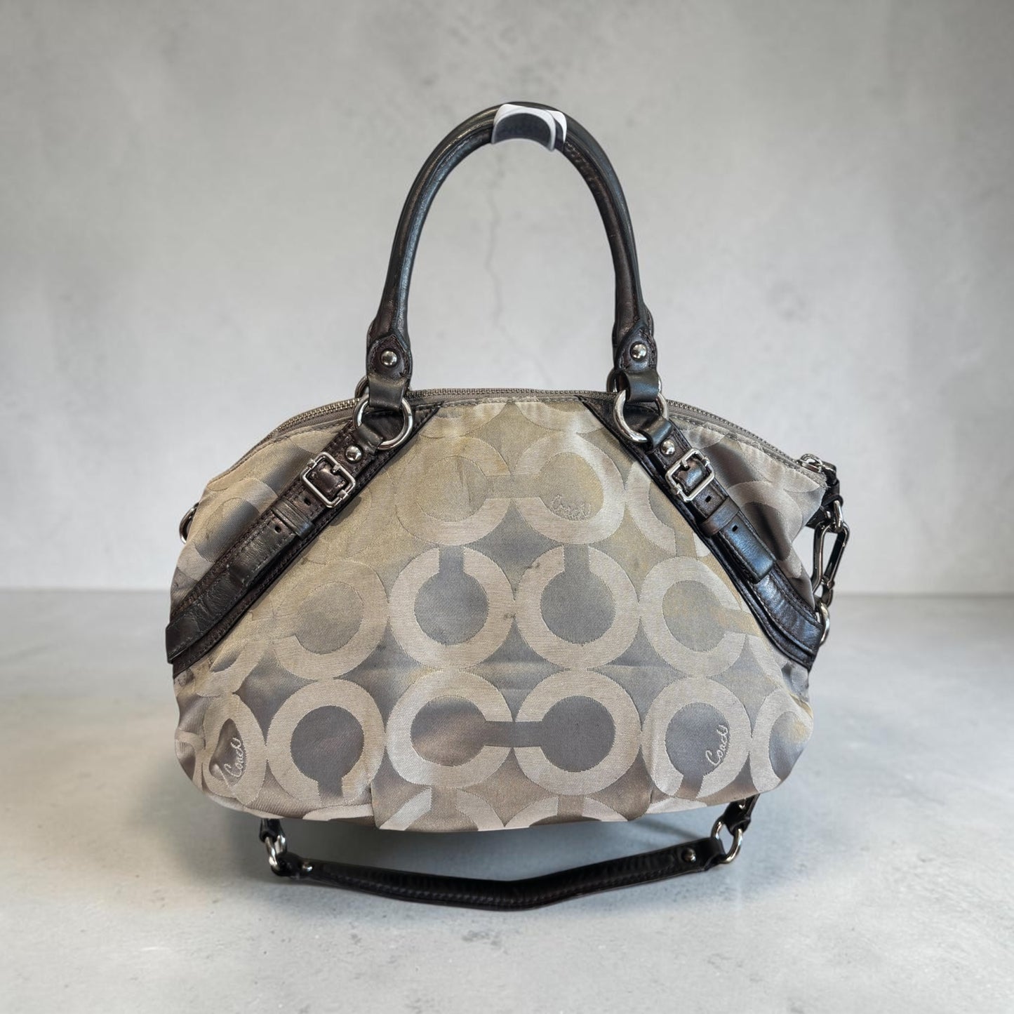 Coach gray & brown handbag